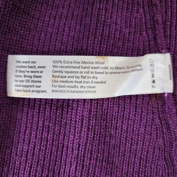 EILEEN FISHER Crew Neck Merino Wool High Low Boxy Sweater Purple Size S